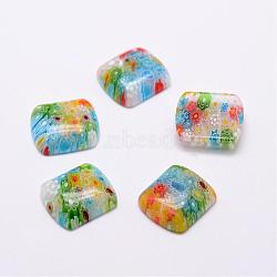 Handmade Millefiori Glass Cabochons, Rectangle, Mixed Color, 18x16x5mm(LAMP-G121-26)