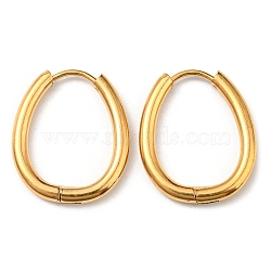 Ion Plating(IP) Stainless Steel Hoop Earrings, 304 Stainless Steel Needle with 201 Stainless Steel Ring, Teardrop, Golden, 22.5x18x2.5mm(EJEW-P232-02G)