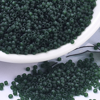 MIYUKI Round Rocailles Beads, Japanese Seed Beads, 11/0, (RR156F) Matte Transparent Dark Emerald, 11/0, 2x1.3mm, Hole: 0.8mm, about 50000pcs/pound