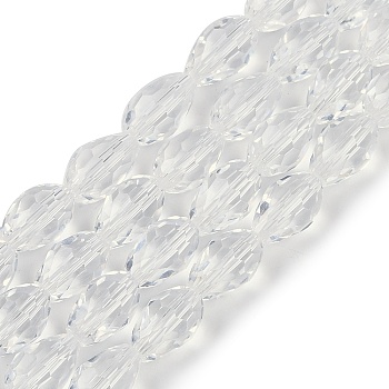 Transparent Glass Beads Strands, Faceted, Teardrop, Clear, 11.5x8mm, Hole: 1.2mm, about 55~57pcs/strand, 25.59 inch(65cm)