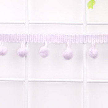 Polyester Pom Pom Ball Ribbons, Lilac, 3/4 inch(19mm), Pendant: 10mm in diameter