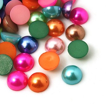 Imitation Pearl Acrylic Cabochons, Half Round/Dome, Mixed Color, 4x2mm, about 10000pcs/bag