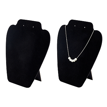 Flocked Cloth with Paperboard Jewelry Display Stands, for Necklace Bust Display Stand, Black, 6x19x21.1cm