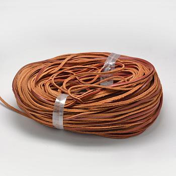 Leather Cords, Chocolate, 3x2mm, about 100yards/bundle(300 feet/bundle)