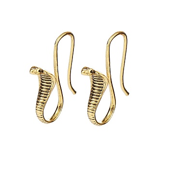 Alloy Snake Dangle Earrings, Antique Golden, 28x7.5mm