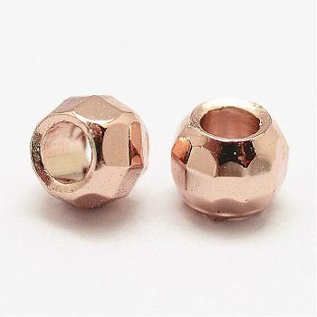 Brass Spacer Beads, Rondelle, Lead Free & Nickel Free & Cadmium Free, Rose Gold, 3x2mm, Hole: 1.5mm