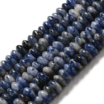 Natural Blue Spot Jasper Beads Strands, Saucer Beads, Rondelle, 6.5x3mm, Hole: 1mm, about 118~119pcs/strand, 15.35''(39cm)