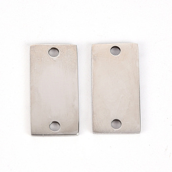 201 Stainless Steel Links Connectors, Laser Cut, Rectangle, Stainless Steel Color, 10x20x1mm, Hole: 2mm