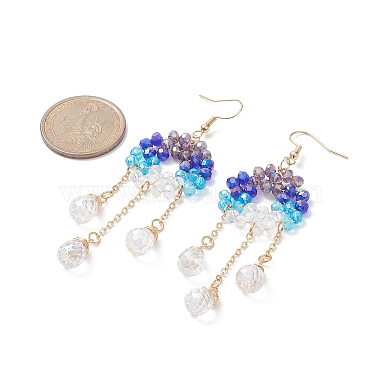 Glass Beaded Ring with Teardrop Dangle Earrings(EJEW-JE05263)-3