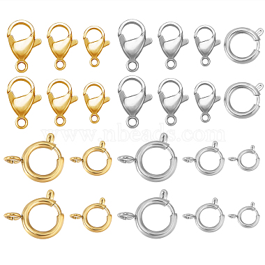 Olycraft 12Pcs 6 Style 304 Stainless Steel Lobster Claw Clasps and 12Pcs 6 Style Spring Ring Clasps(STAS-OC0001-10)-2