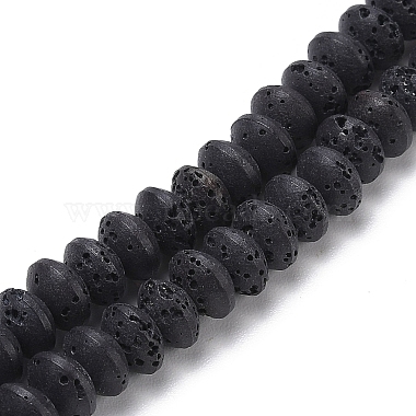 Black Rondelle Lava Rock Beads