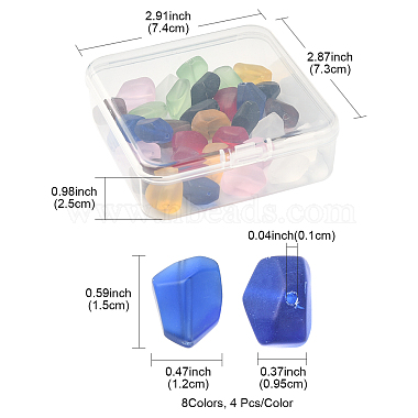 32pcs 8 couleurs brins de perles de verre dépoli transparent(GLAA-FS0001-60)-5