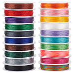 20 Rolls 20 Colors Round Polyester Cord, for DIY Jewelry Beading Making, Mixed Color, 0.4mm, about 10.94 Yards(10m)/Roll, 1 roll/color(OCOR-PH0004-83B)