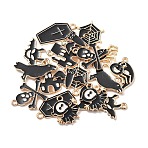 20Pcs 10 Styles Halloween Alloy Enamel Pendants, Light Gold, Cadmium Free & Lead Free, Black, Mixed Shapes, 10.5~25x12.5~22x1~2mm, Hole: 1.6~2mm, 2pcs/style (ENAM-FP0002-91)
