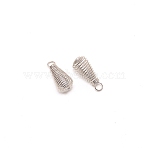 Spiral Bead Cage, Iron Alloy Pendant, Teardrop, Platinum, 23x10mm, Hole: 3.5mm(PALLOY-WH0092-62)