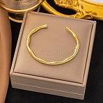304 Stainless Steel Bamboo Joint Cuff Bangles for Women, Golden, 1/4 inch(0.48cm), Inner Diameter: 2-1/2 inch(6.2cm)(BJEW-G759-09G)