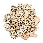 Unfinished Wooden Cutouts, Plants with Butterfly, DIY Craft Supplies, Mixed Shapes, BurlyWood, 19.5~33x20~30.5x2.5mm, about 50pcs/bag(WD-CBACC5B-19)