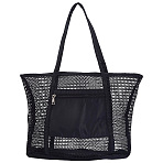 Polyester Braided Women's Tote Bags, with Handle, Shoulder Bags for Shopping, Rectangle, Black, 671mm(AJEW-WH20072-26B)