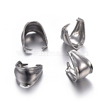 100Pcs 304 Stainless Steel Snap on Bails, Stainless Steel Color, 9.5x9x6.5mm, Pin: 1mm(STAS-ZF0001-35)