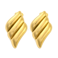 Ion Plating(IP) 304 Stainless Steel Earring, Rhombus, Real 18K Gold Plated, 27x16mm(EJEW-H013-06G)