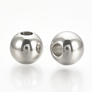 304 Stainless Steel Beads, Round, Stainless Steel Color, 3x2.5mm, Hole: 1mm(STAS-S076-76B)