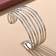 Electrophoresis Iron Cuff Bangles for Women, Platinum, 1-3/8 inch(3.35cm)(BJEW-M057-05P)