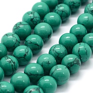 Synthetic Turquoise Beads Strands, Round, Sea Green, 8mm, Hole: 0.8mm, about 50pcs/strand, 15.74 inch(40cm)(G-P386-02-8mm)