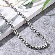 Non-Tarnish Men's 304 Stainless Steel Cuban Link Chain Necklaces, Chunky Chain Necklaces, with Lobster Claw Clasps, Stainless Steel Color, 20-1/4 inch(51.5cm)(NJEW-JN03170-01)