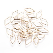 Brass Linking Rings, Rhombus, Nickel Free, Real 18K Gold Plated, 17x9x1mm, Hole: 7mm(KK-L180-029G-NF)