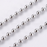 304 Stainless Steel Ball Chains, with Spool, Round, Stainless Steel Color, 3mm, about 32.8 Feet(10m)/roll(CHS-F005-04P-C)