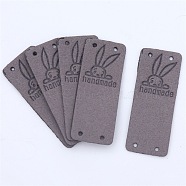 Microfiber Leather Labels, Handmade Embossed Tag, with Holes, for DIY Jeans, Bags, Shoes, Hat Accessories, Rectangle with Rabbit Pattern, Gray, 50x20mm(DIY-TAC0012-15H)