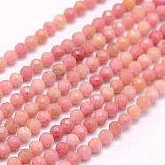 Natural Rhodochrosite Beads Strands, Faceted, Round, 2.5mm, Hole: 0.5mm; about 145pcs/strand, 15.7inches(40cm)(G-F509-22-2mm)