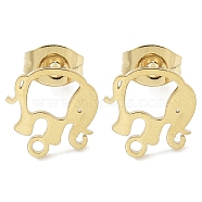 Elephant Ion Plating(IP) 304 Stainless Steel Stud Earring Findings, with Loop, Golden, 10x10mm, Hole: 1.2mm, Pin: 0.8x11mm(STAS-I206-93G)