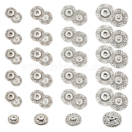 24Pcs 4 Style Alloy & Brass Snap Buttons, Sew on Press Buttons, Garment Buttons, for Costume Jacket Coat Accessories, Platinum, 15~24.5x6~7mm, 6pcs/style(FIND-NB0003-66P)