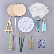 Professional DIY Polymer Clay Tools, including: Wood Sheets, Plastic Drawing Stencil, Wood Easel, Pens, Watercolor Oil Palette, Silicone & Acrylic Double-ended Dotting Tools, Acrylic Stick, Brushes Pen, Mixed Color, 38pcs/set(TOOL-L006-21)