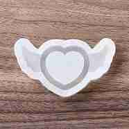 Shaker Molds, DIY Heart with Wing Quicksand Silicone Molds, Resin Casting Molds, for UV Resin, Epoxy Resin Craft Making, White, 45x80.5x11.5mm, Inner Diameter: 35.5x71mm(X-DIY-G059-B01)