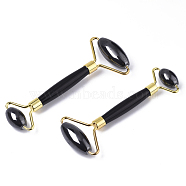 Magnetic Synthetic Hematite Massage Tools, Facial Rollers, with Light Gold Plated Brass Findings, 14.6x6.1x2cm(G-N0324-11)