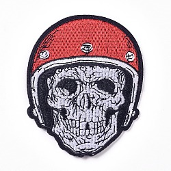 Computerized Embroidery Cloth Iron on/Sew on Patches, Costume Accessories, Appliques, Skull, White, 92.5x72x1.5mm(DIY-I016-23)