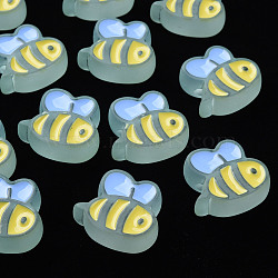 Transparent Acrylic Beads, with Enamel, Frosted, Bee, Light Blue, 23.5x26x9mm, Hole: 3mm(MACR-S374-06B-05)