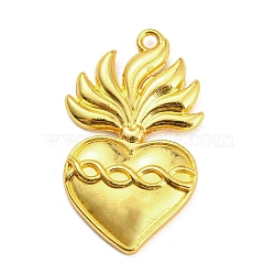 Alloy Rhinestone Settings Pendant, Heart, Golden, 36.5x22x4mm, Hole: 2mm(PALLOY-H132-02G-06)