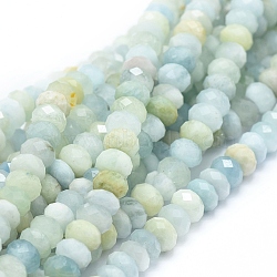 Natural  Aquamarine Beads Strands, Faceted, Rondelle, 7~8x3~5mm, Hole: 1mm, about 88~94pcs/strand, 16.14 inch(41cm)(G-D0010-25)