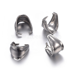 100Pcs 304 Stainless Steel Snap on Bails, Stainless Steel Color, 9.5x9x6.5mm, Pin: 1mm(STAS-ZF0001-35)