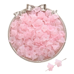 100Pcs Acrylic Bead Caps, Flower, Pink, 12x7mm, Hole: 1.5mm(PW-WGC6A11-03)