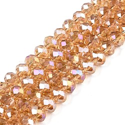 Electroplate Glass Beads Strands, AB Color Plated, Faceted, Rondelle, Goldenrod, 8x6mm, Hole: 1mm, about 64~65pcs/strand, 15.75~16.14 inch(40~41cm)(EGLA-A044-T8mm-B23)