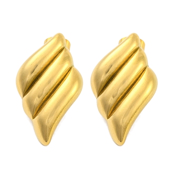 Ion Plating(IP) 304 Stainless Steel Earring, Rhombus, Real 18K Gold Plated, 27x16mm