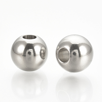 304 Stainless Steel Beads, Round, Stainless Steel Color, 3x2.5mm, Hole: 1mm