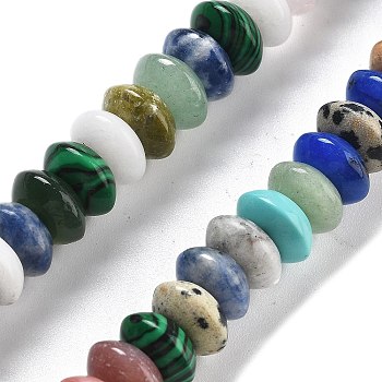 Mixed Gemstone Beads Strands, Saucer Beads, Mixed Dyed and Undyed, 10x5mm, Hole: 0.7mm, about 40pcs/strand, 8.19''~8.54''(20.8~21.7cm)