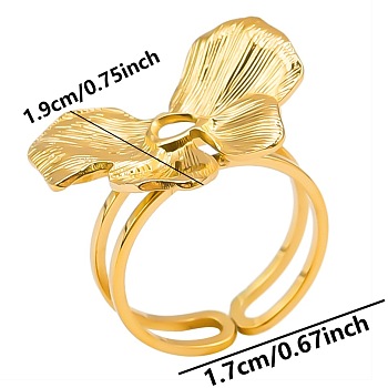 304 Stainless Steel Butterfly Shape Cuff Rings, Open Ring