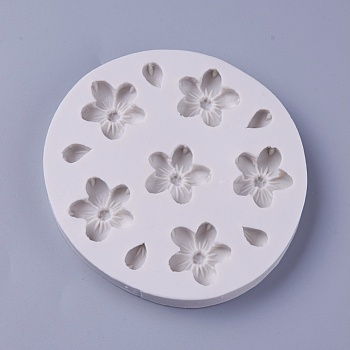 Food Grade Silicone Molds, Fondant Molds, for DIY Cake Decoration, Chocolate, Candy, UV Resin & Epoxy Resin Jewelry Making, Flower, White, 105x15mm