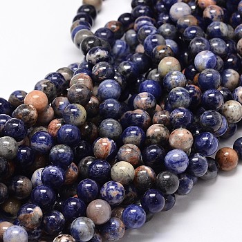 Natural Sodalite Round Beads Strands, 8mm, Hole: 1mm, about 48pcs/strand, 15.5 inch